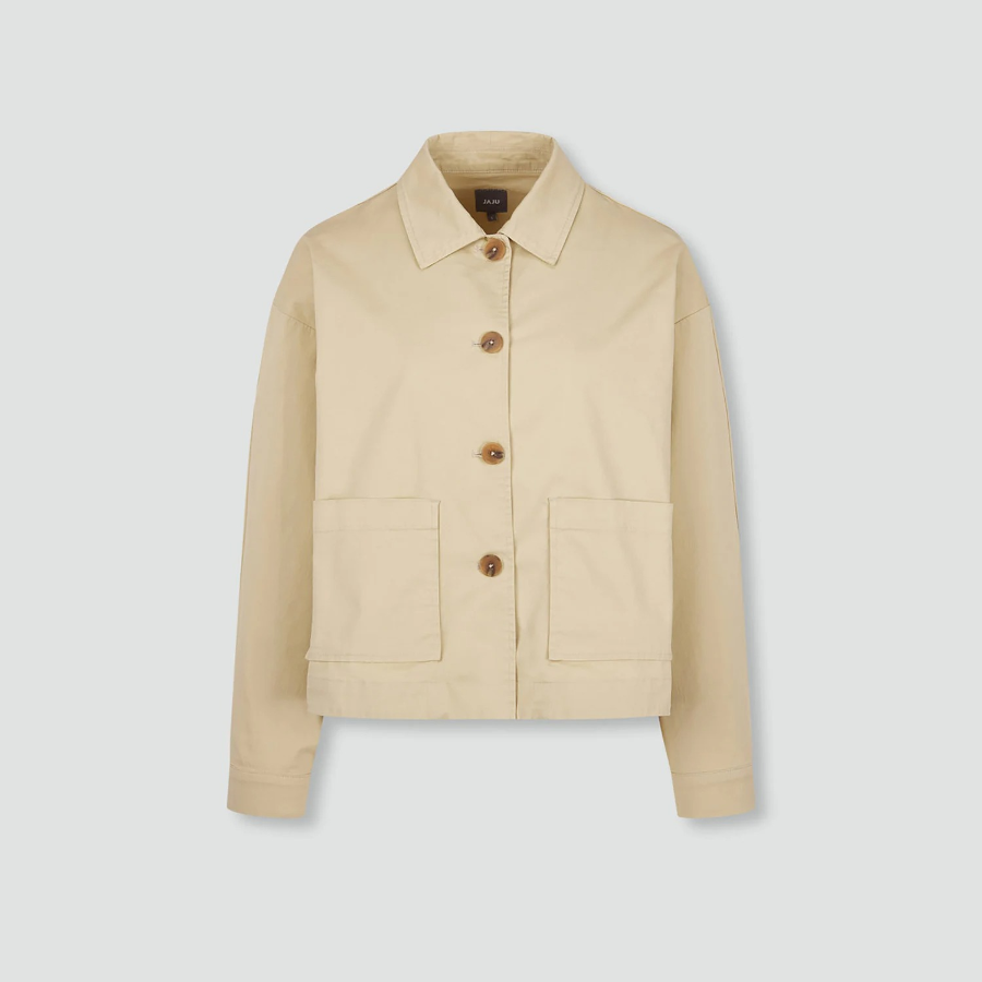 JAJU Cotton Collar Jacket – Beige