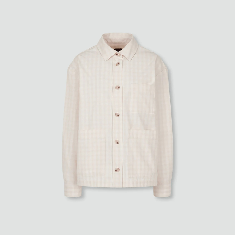 JAJU Cotton Check Jacket – Ivory