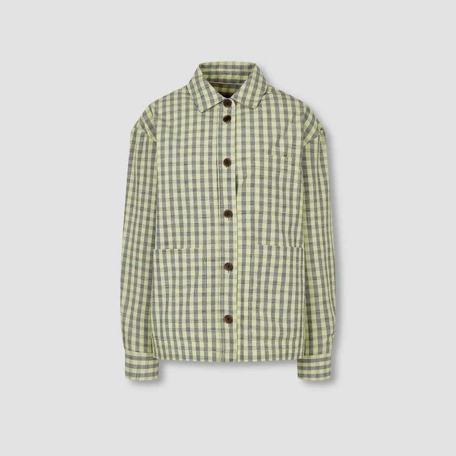 JAJU Cotton Check Jacket – Yellow