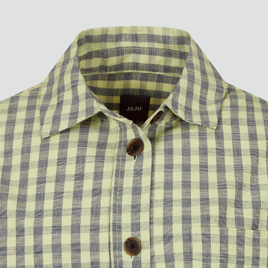 JAJU Cotton Check Jacket – Yellow