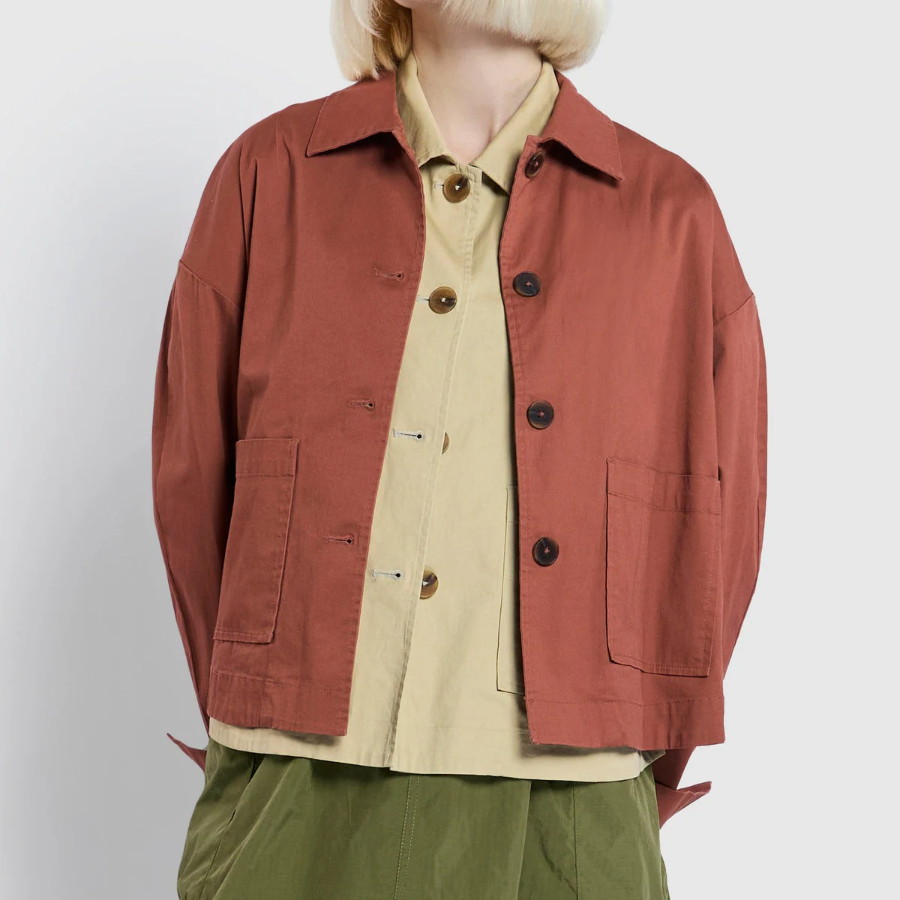 JAJU Cotton Collar Jacket – Brick