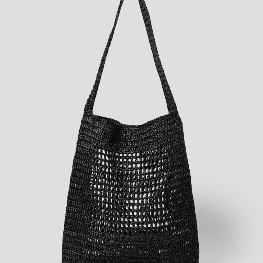 JUUN.J Raffia Shoulder Bag – Black