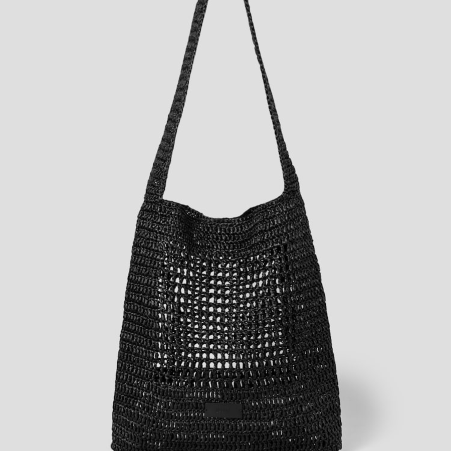 JUUN.J Raffia Shoulder Bag – Black