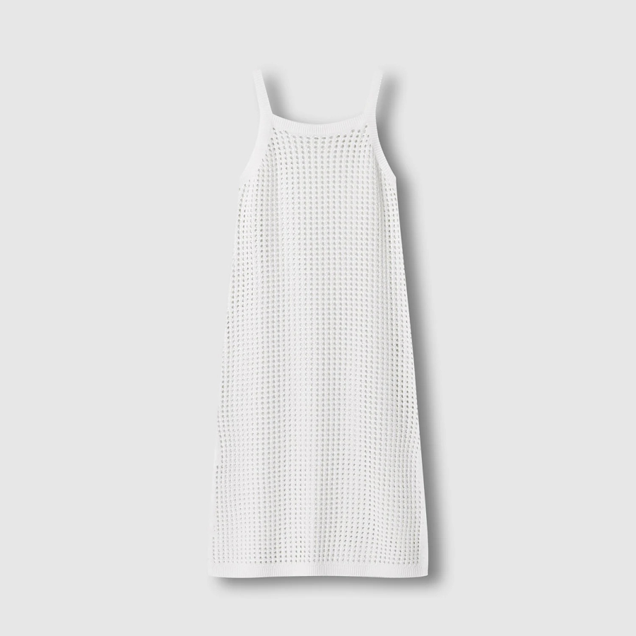 JAJU Crochet Layered Dress – White