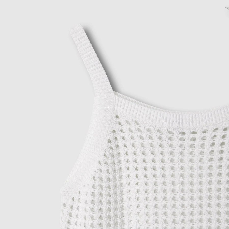 JAJU Crochet Layered Dress – White