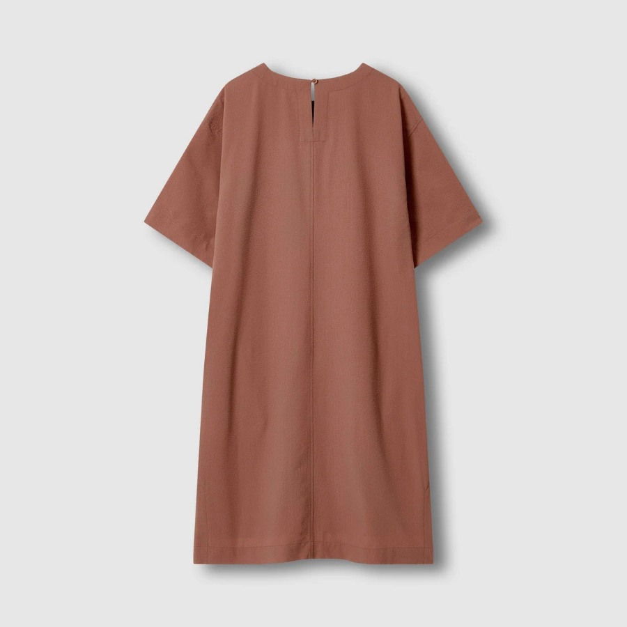 JAJU Seersucker Short-Sleeve Dress – Brick