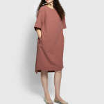 JAJU Seersucker Short-Sleeve Dress – Brick