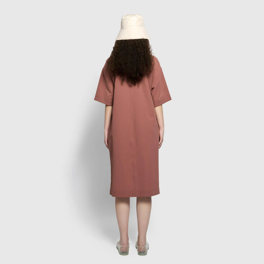 JAJU Seersucker Short-Sleeve Dress – Brick