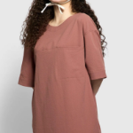 JAJU Seersucker Short-Sleeve Dress – Brick