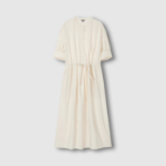 JAJU Cotton Shirt String Short-Sleeve Dress – Ivory