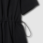 JAJU Square Texture Waist String Dress – Black
