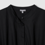 JAJU Cotton Shirt String Short-Sleeve Dress – Black