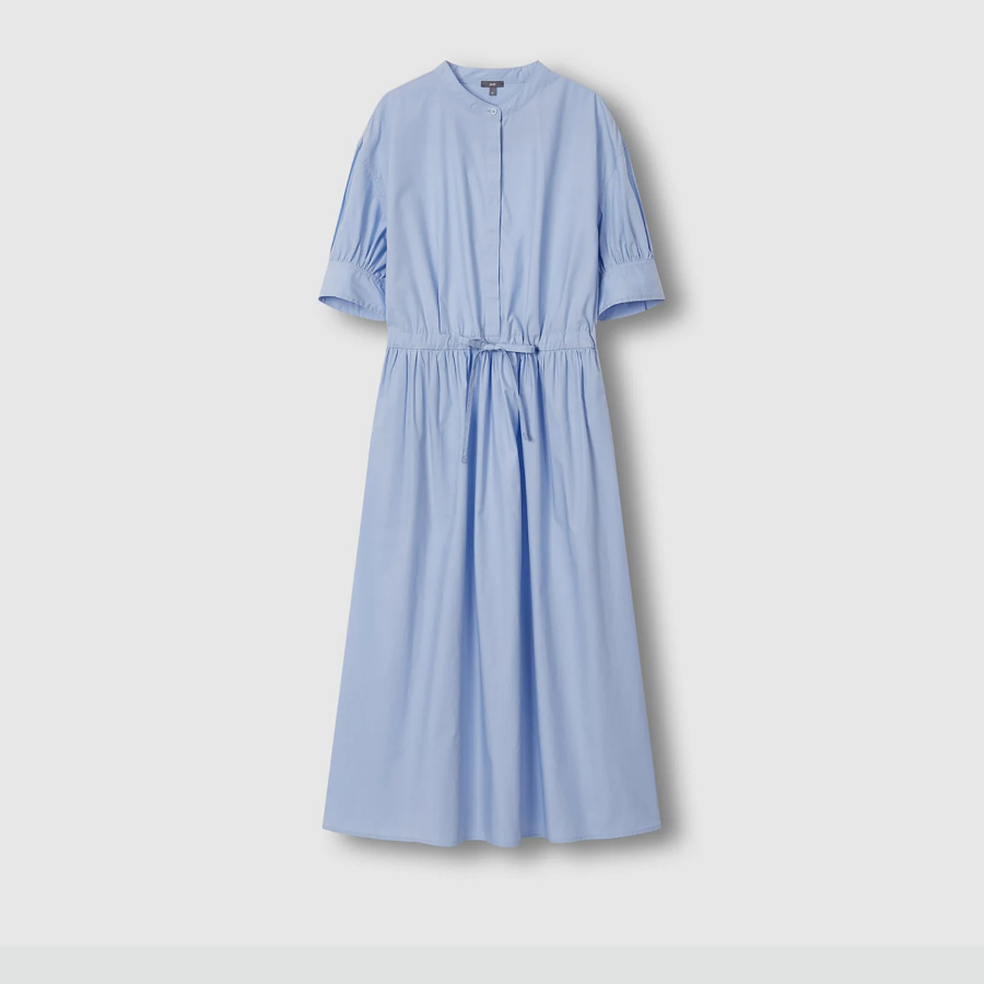 JAJU Cotton Shirt String Short-Sleeve Dress – Sky Blue