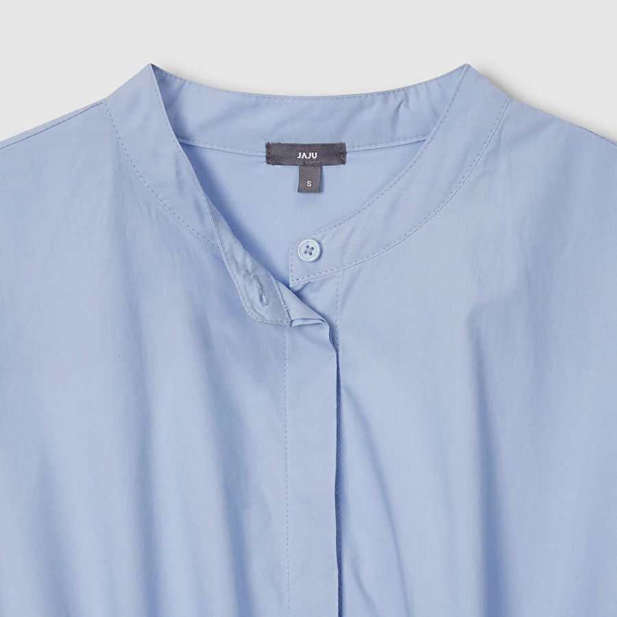 JAJU Cotton Shirt String Short-Sleeve Dress – Sky Blue