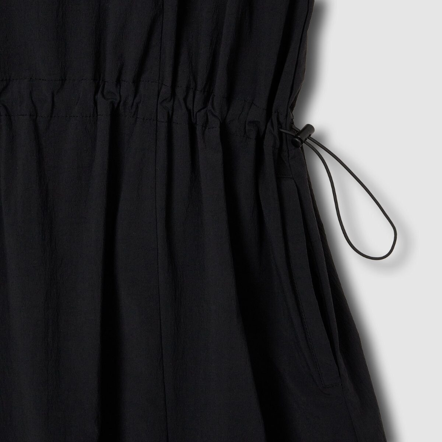 JAJU Sagasag Shirring Sleeveless Dress – Black