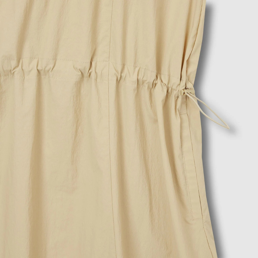 JAJU Sagasag Shirring Sleeveless Dress – Beige