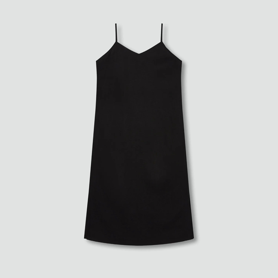 JAJU Linen-Blend Bustier Dress – Black
