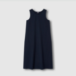 JAJU Cotton Seersucker Sleeveless Dress – Navy