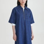 JAJU Light Denim Short Sleeve Dress – Blue