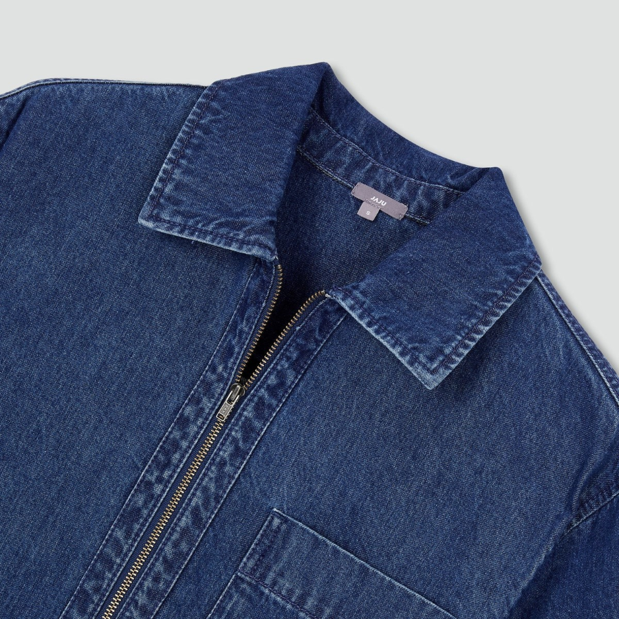 JAJU Light Denim Short Sleeve Dress – Blue