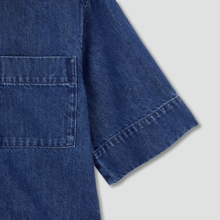 JAJU Light Denim Short Sleeve Dress – Blue