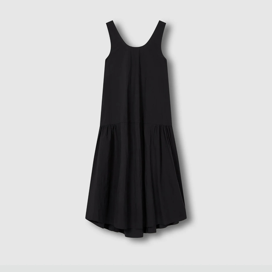 JAJU Crisp Tiered Bustier Dress – Black