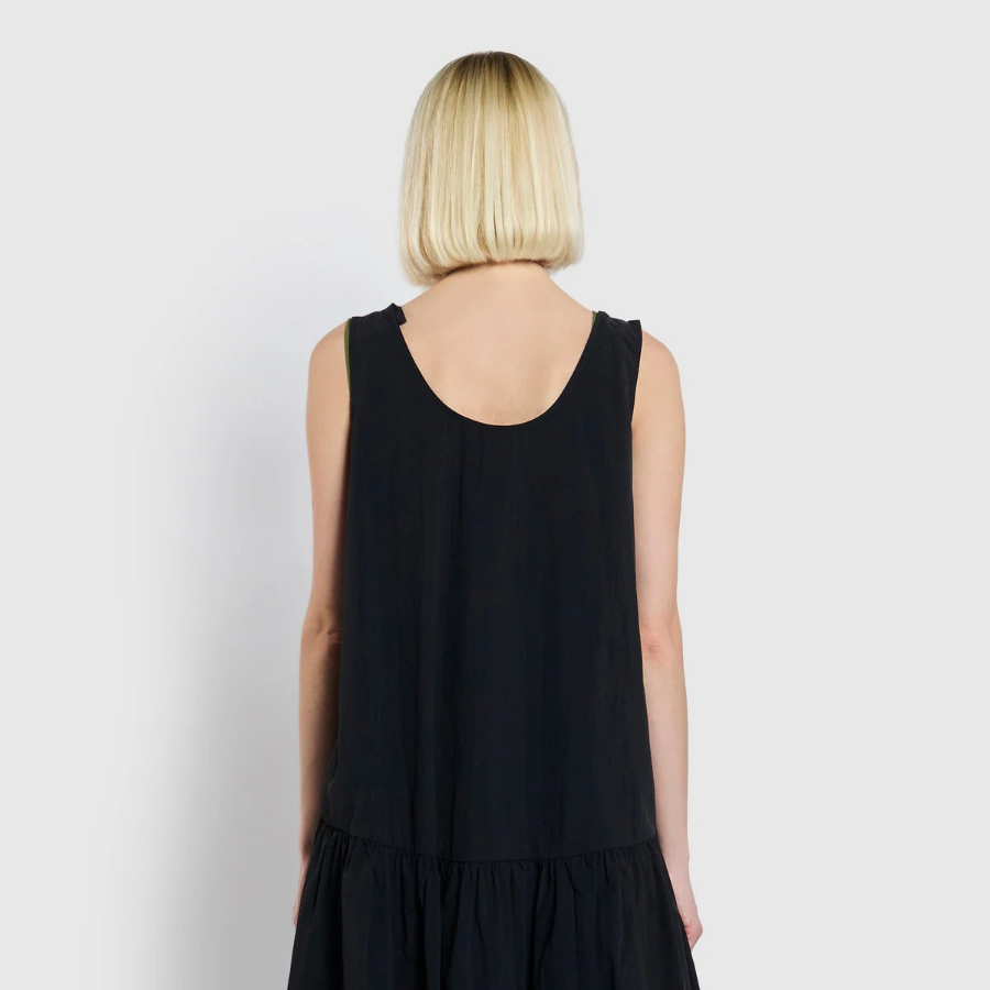 JAJU Crisp Tiered Bustier Dress – Black