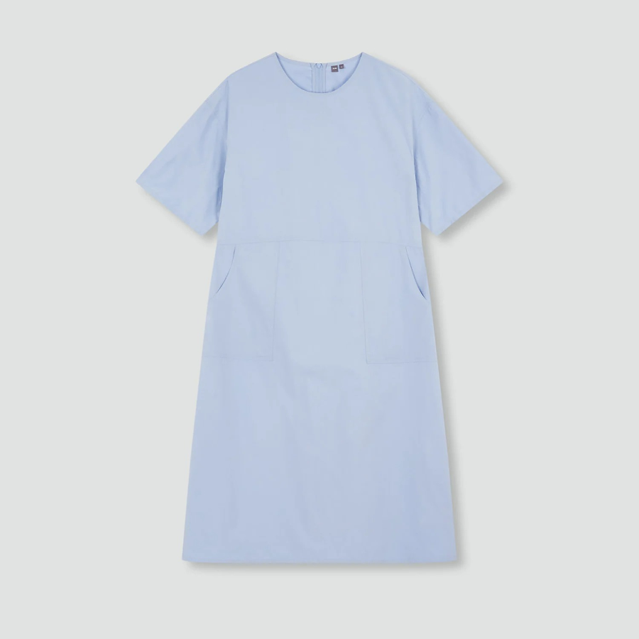 JAJU Crisp Stitch Short-Sleeve Dress – Sky Blue