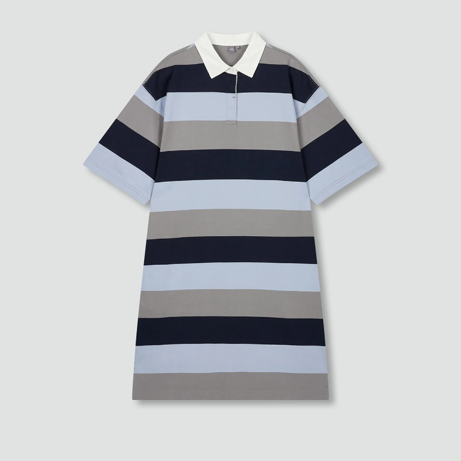 JAJU Rugby Short-Sleeve Dress – Blue