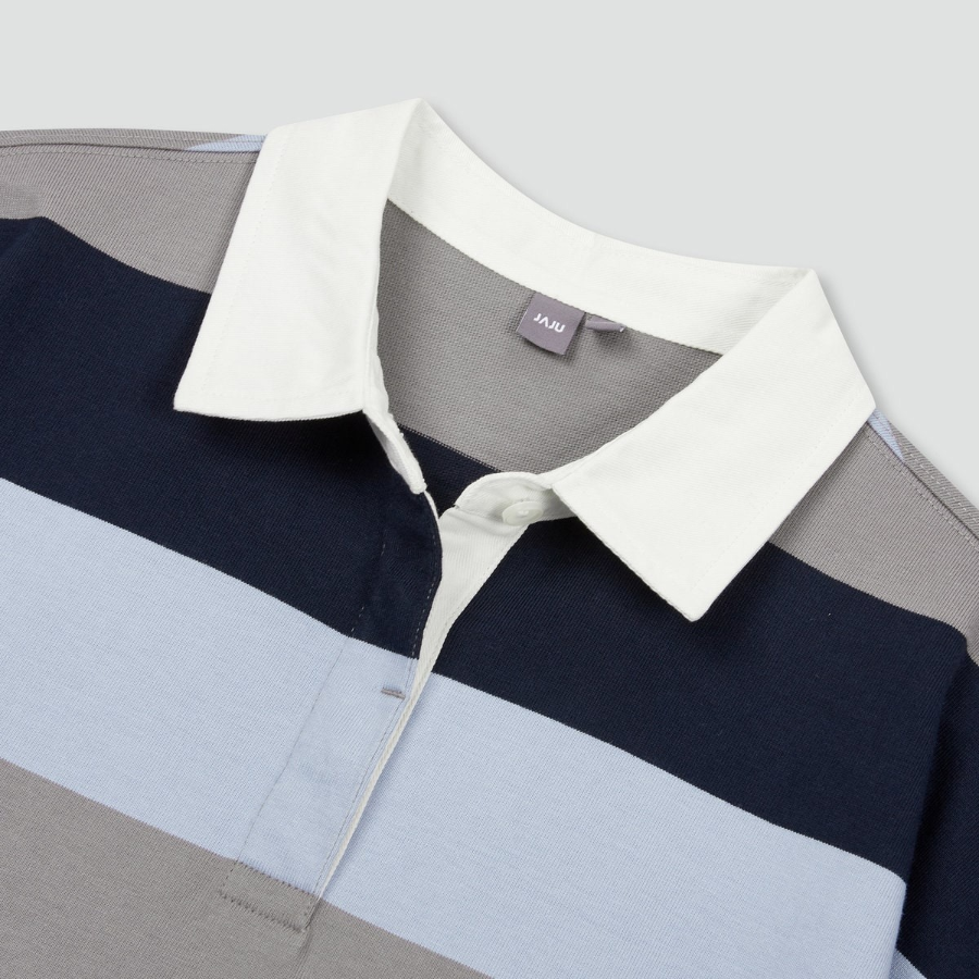 JAJU Rugby Short-Sleeve Dress – Blue