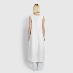 JAJU Cotton Seersucker Sleeveless Dress – White