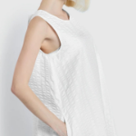 JAJU Cotton Seersucker Sleeveless Dress – White