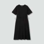 JAJU Cotton String Short-Sleeve Dress – Black