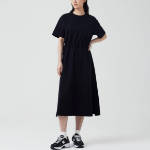 JAJU Cotton String Short-Sleeve Dress – Black