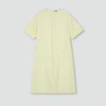JAJU Square Texture Stitch Short-Sleeve Dress – Yellow