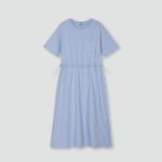 JAJU Cotton String Short-Sleeve Dress – Blue