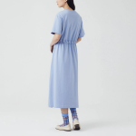 JAJU Cotton String Short-Sleeve Dress – Blue