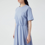 JAJU Cotton String Short-Sleeve Dress – Blue