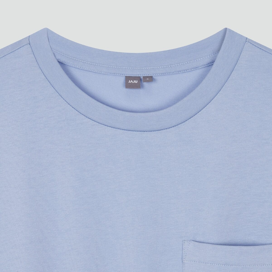 JAJU Cotton String Short-Sleeve Dress – Blue