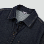 JAJU Collar Denim Half-Sleeve Dress – Navy