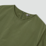 JAJU Square Texture Stitch Short-Sleeve Dress – Khaki