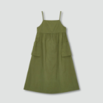 JAJU Square Texture Stitch Bustier Cargo Dress – Khaki