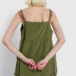 JAJU Square Texture Stitch Bustier Cargo Dress – Khaki
