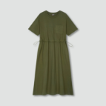 JAJU Cotton String Short-Sleeve Dress – Khaki