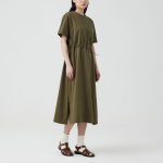 JAJU Cotton String Short-Sleeve Dress – Khaki