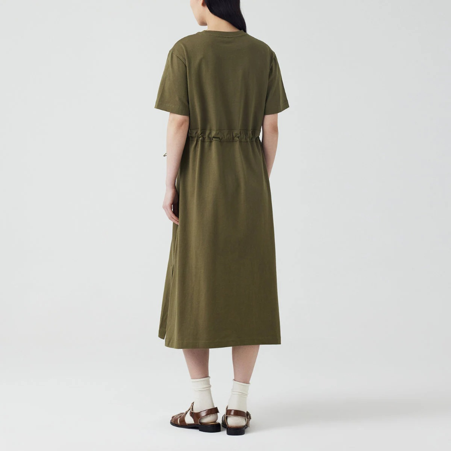 JAJU Cotton String Short-Sleeve Dress – Khaki