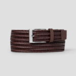 Theory Men Braided Leather Belt - Brown