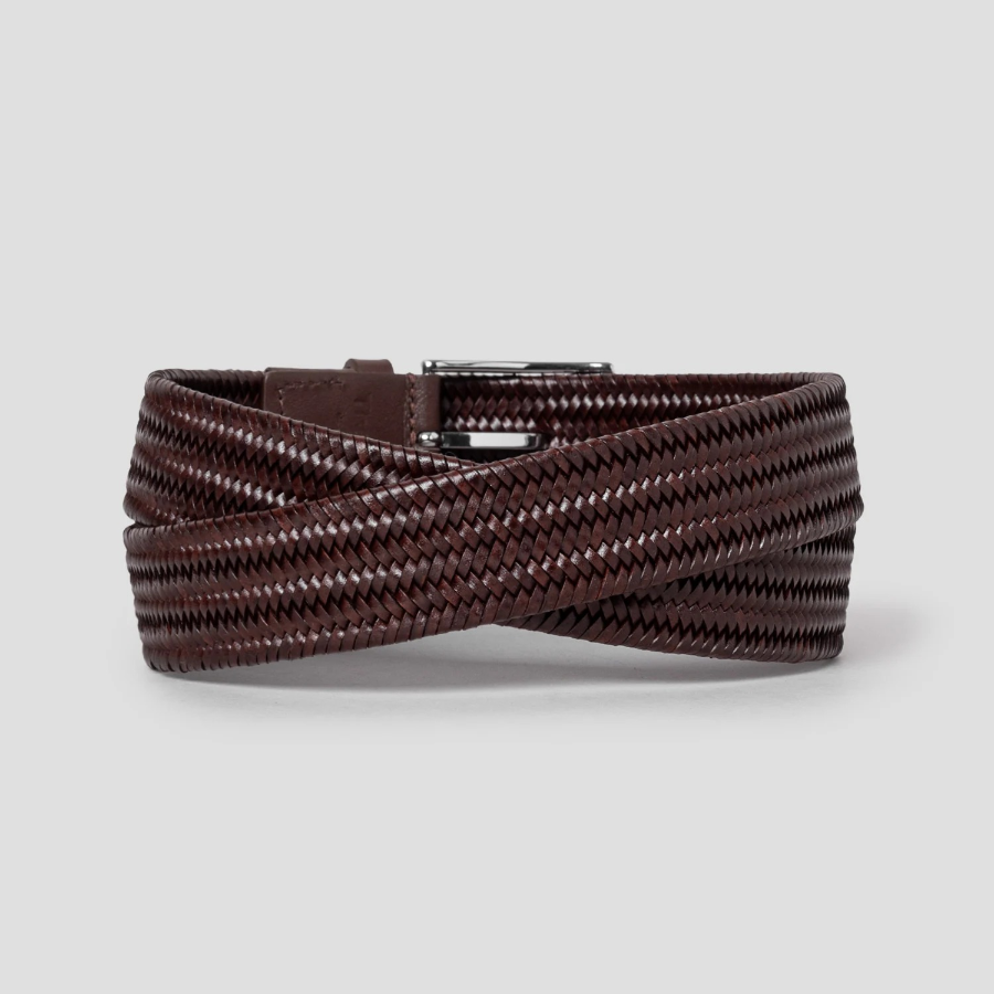 Theory Men Braided Leather Belt - Brown