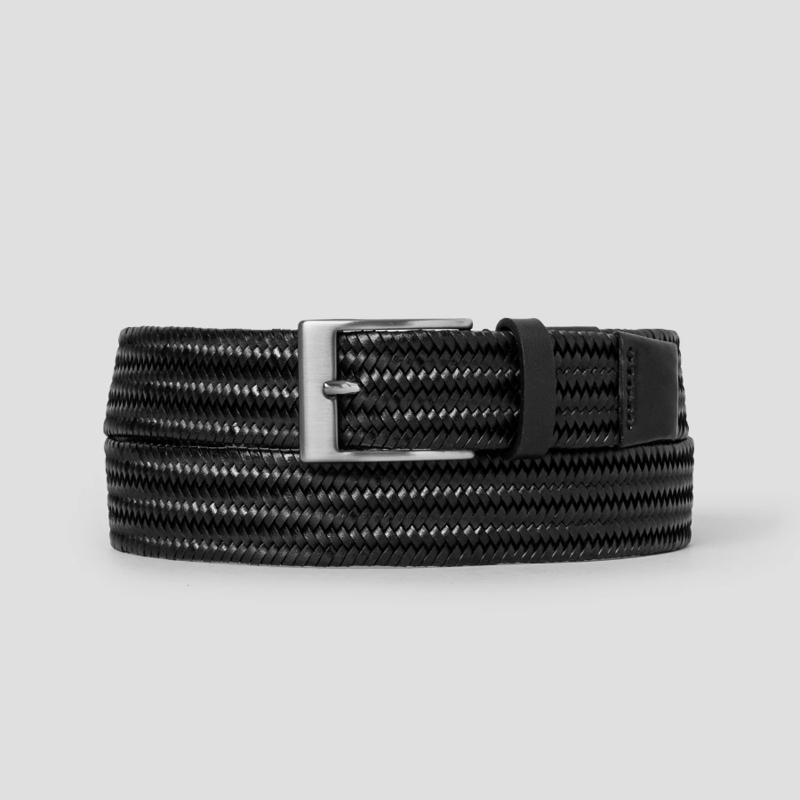 Theory Men Braided Leather Belt - Black