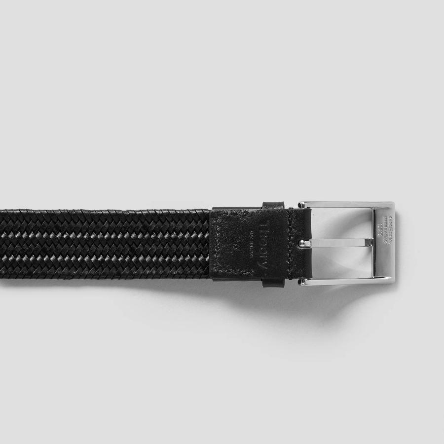 Theory Men Braided Leather Belt - Black